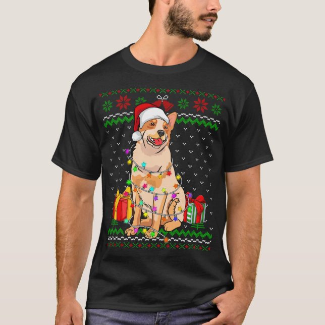 Ugly Sweater Christmas Lights Australian Cattle Do (Front)