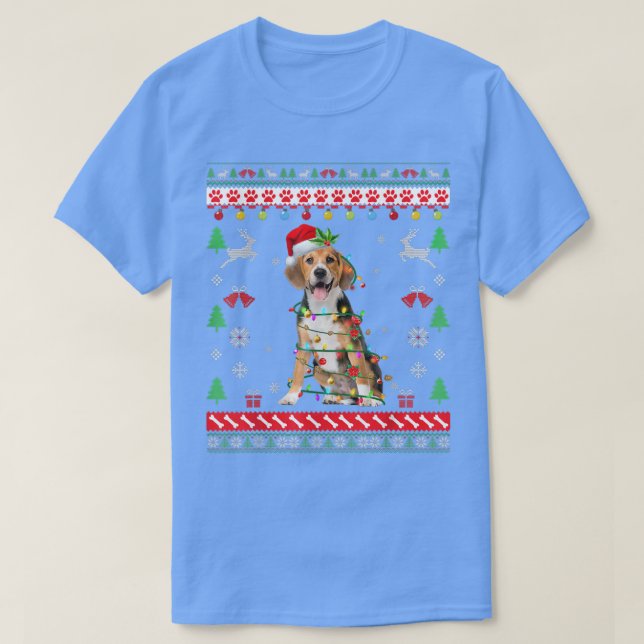 Ugly Sweater Christmas Lights Beagle Dog Lover  (Design Front)