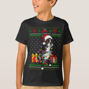 Ugly Sweater Christmas Lights Boston Terrier Dog L