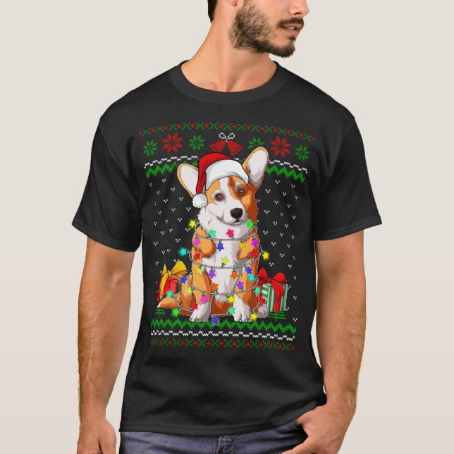 Ugly Sweater Christmas Lights Corgi Dog Lover (Front)
