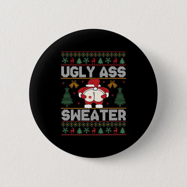 Ugly Sweater Christmas Long Sleeve  6 Cm Round Badge (Front)