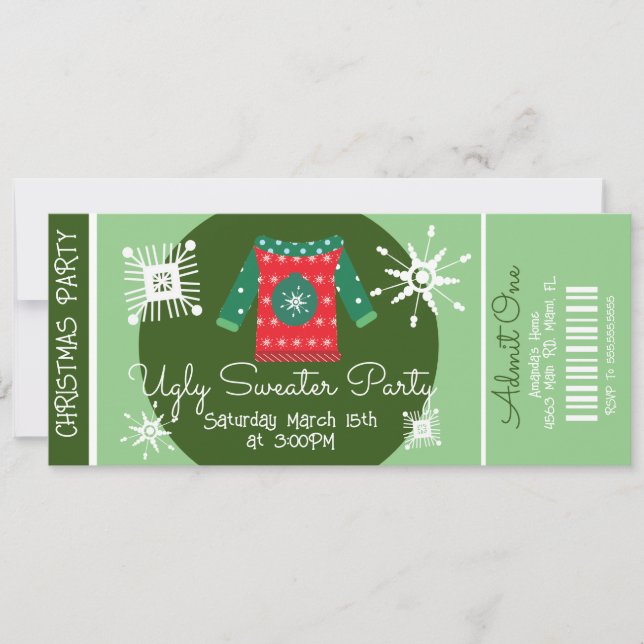 Ugly Sweater Christmas Office Ticket Party Invitation (Front)