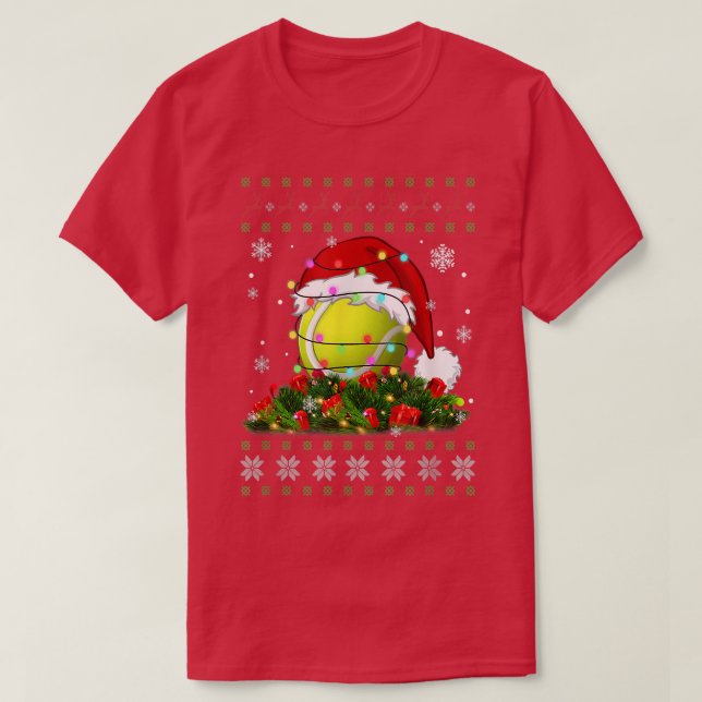 Ugly Sweater Christmas Pajama Lights Tennis Sport  (Design Front)