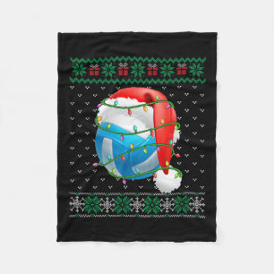 Ugly Sweater Christmas Pajama Volleyball Xmas Ligh Fleece Blanket