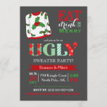 Ugly Sweater Christmas Party Chalkboard Invitation<br><div class="desc">Invitation for an ugly sweater party. Red,  white,  green chalkboard effect.</div>