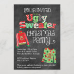 Ugly Sweater Christmas Party Chalkboard Style Invitation<br><div class="desc">Our colourful and fun Ugly Sweater Christmas party invitation features a chalkboard background look with festive Christmas sweaters and a mix of holiday patterns throughout the design! Perfect for any ugly sweater or tacky Christmas sweater theme holiday party!</div>