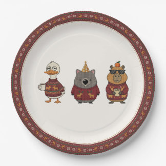 Ugly Sweater Christmas Party Characters Plates