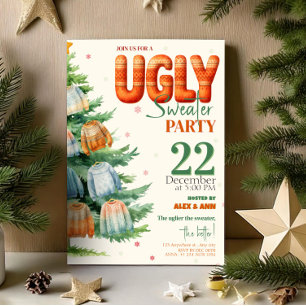 Ugly Sweater Christmas Party Cozy Watercolor Invitation