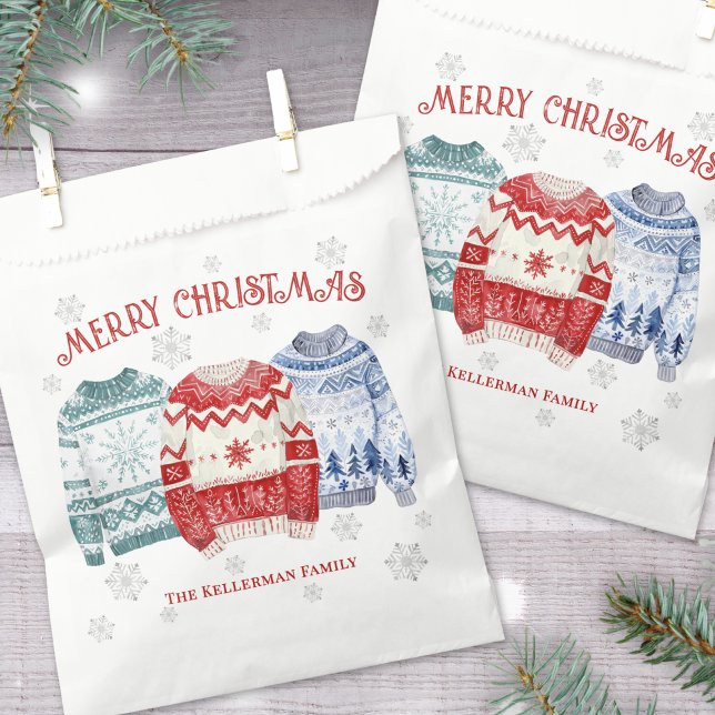 Ugly Sweater Christmas Party Favour Bags (Ugly Sweater Merry Christmas Party Favor Bag )