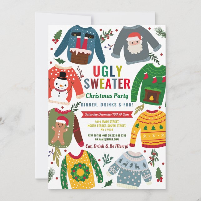 Ugly Sweater Christmas Party Festive Jumpers Invitation (Front)