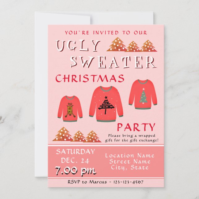 Ugly Sweater Christmas Party Invitation (Front)