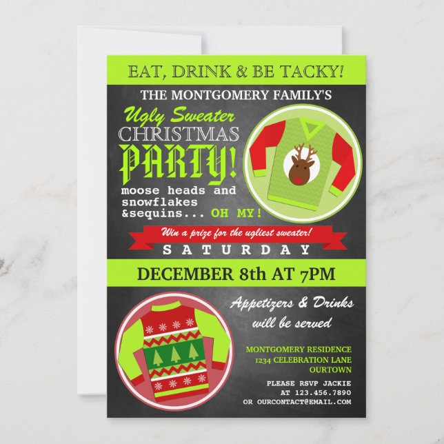 Ugly Sweater Christmas Party Invitation (Front)