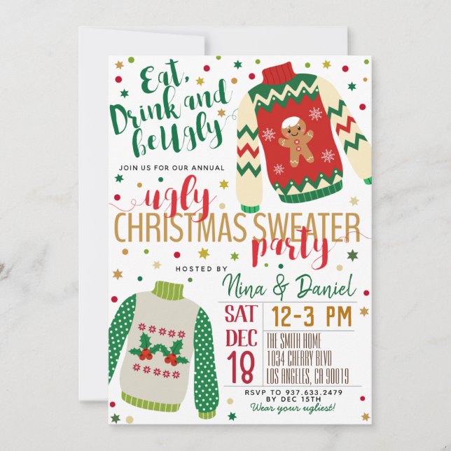 Ugly Sweater Christmas Party Invitation (Front)