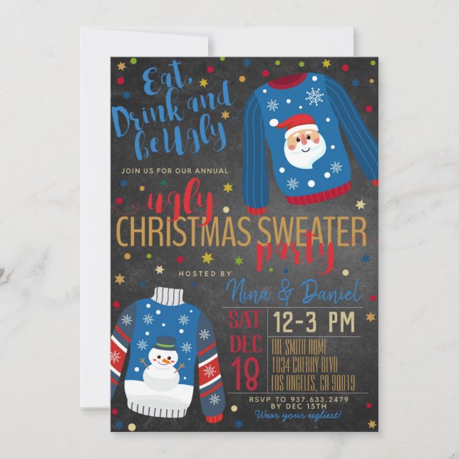 Ugly Sweater Christmas Party Invitation (Front)