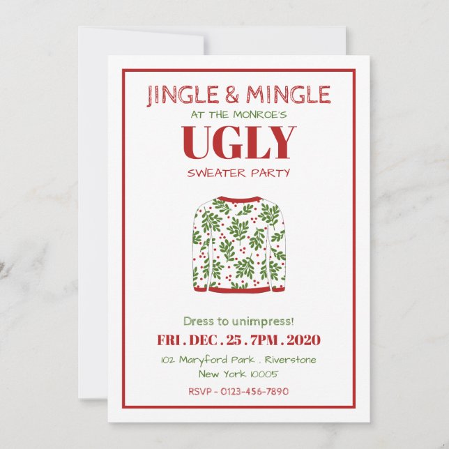 Ugly Sweater Christmas Party Invitation (Front)