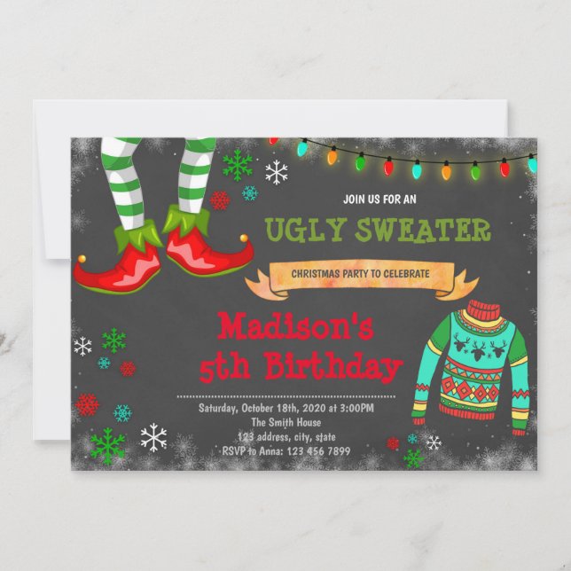 Ugly Sweater Christmas Party Invitation (Front)