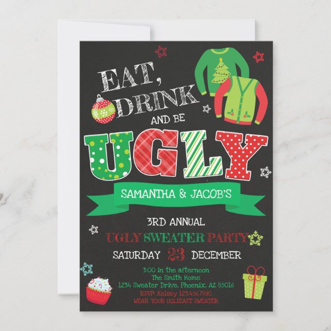 Ugly Sweater Christmas Party Invitation (Front)