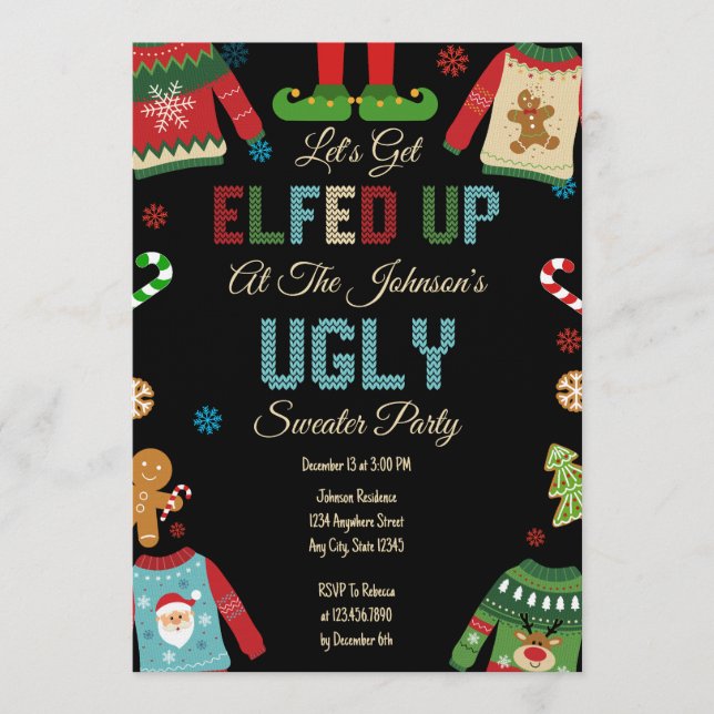 Ugly Sweater Christmas Party Invitation (Front)