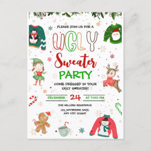 Ugly Sweater Christmas Party Invitation, Chrismas  Postcard