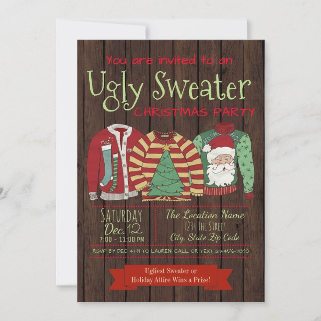 Ugly Sweater Christmas Party Invitations (Front)