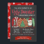 Ugly Sweater Christmas Party Invitations<br><div class="desc">Ugly sweater Christmas party invitation with three very ugly sweaters on a chalkboard and snowflake background. You can easily customise these fun ugly sweater Christmas party invitations for your event by simply adding your details in the font style and colour you prefer.</div>