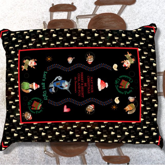 Ugly Sweater Christmas Party Nordic Animals Tablecloth (Ugly Sweater Christmas Party Nordic Animals Tablecloth)
