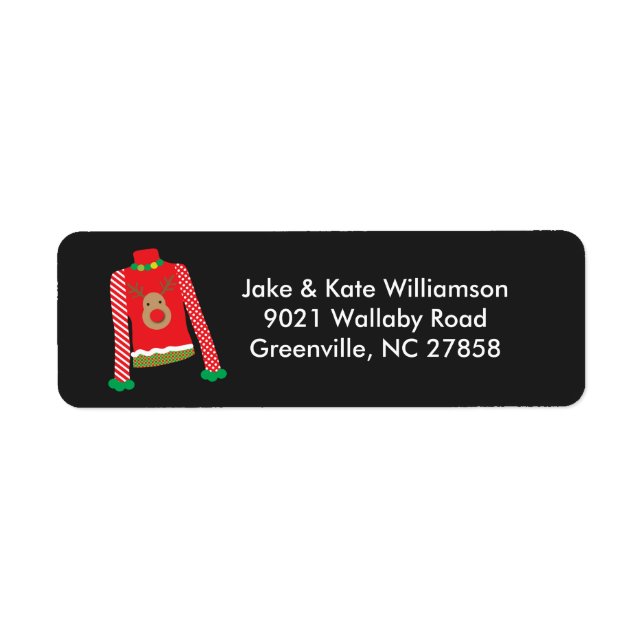 Ugly Sweater Christmas Party Return Address Labels (Front)