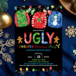 Ugly Sweater Christmas Party Tacky Vest Chalkboard Invitation<br><div class="desc">Merry and bright Ugly Sweater Christmas Party Invitation,  featuring ugly sweaters and colorful Christmas lights.  Personalize it today with your party details,  simply press the customize it button to further re-arrange and format the style and placement of the text.  (c) The Happy Cat Studio.</div>