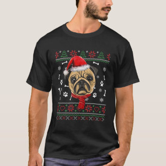 Ugly Sweater Christmas Pug Dog Santa Hat Pajama Xm