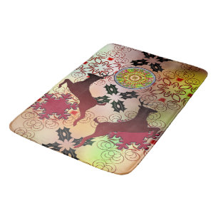 Ugly Sweater Christmas Reindeer Design Bath Mat