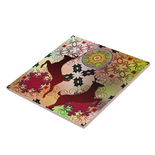 Ugly Sweater Christmas Reindeer Design Tile (Side)