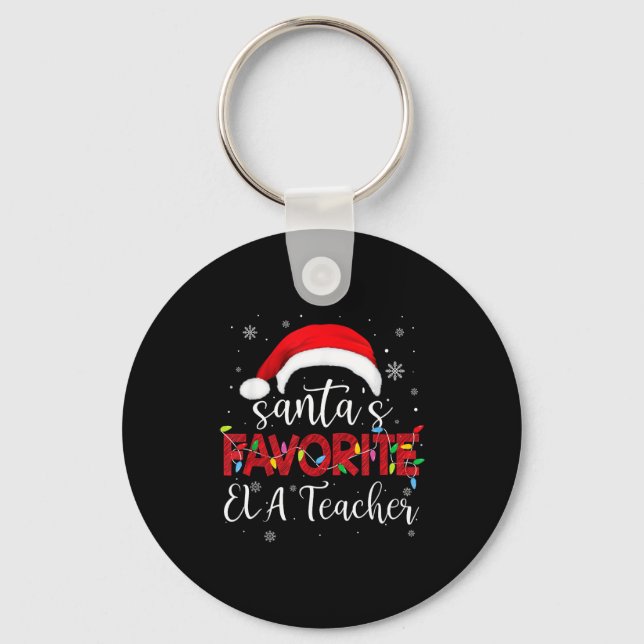 Ugly Sweater Christmas Santa's Favorite Ela Teache Key Ring (Front)