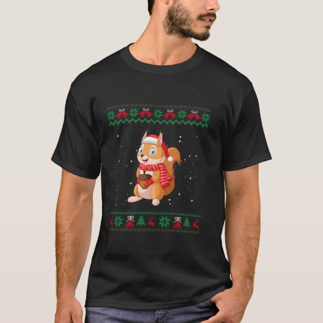 Ugly Sweater Christmas Squirrel Lover Santa Hat An (Front)