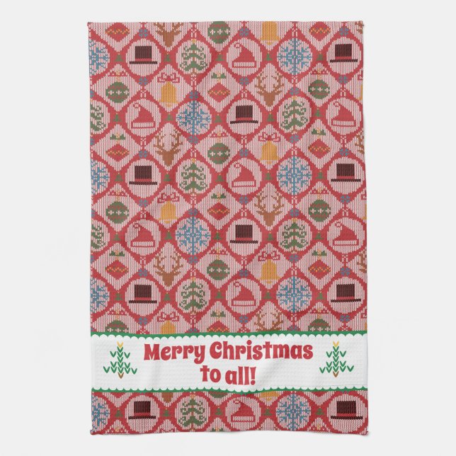 Ugly Sweater Christmas Tea Towel (Vertical)