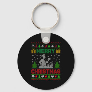 Ugly Sweater Christmas Tree Chef Cooking Job Pride Key Ring