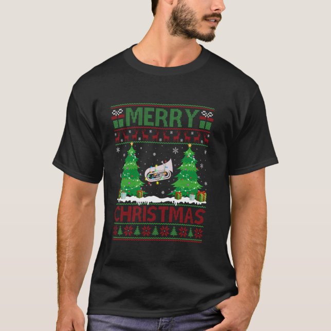 Ugly Sweater Christmas Tree Lighting Tuba Ugly Xma (Front)