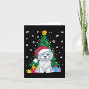 Ugly Sweater Christmas Tree Lights Maltese Dog San Card