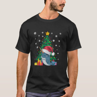 Ugly Sweater Christmas Tree Lights Narwhal Santa H