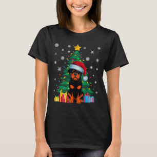 Ugly Sweater Christmas Tree Lights Rottweiler Dog 