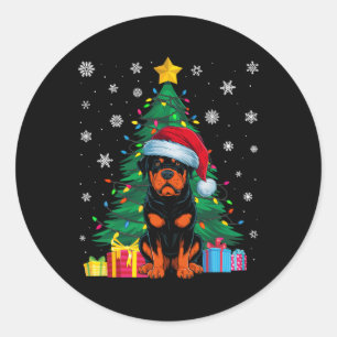 Ugly Sweater Christmas Tree Lights Rottweiler Dog  Classic Round Sticker