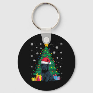Ugly Sweater Christmas Tree Lights Scottie Dog San Key Ring