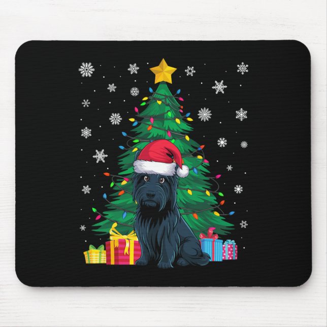 Ugly Sweater Christmas Tree Lights Scottie Dog San Mouse Mat (Front)