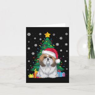 Ugly Sweater Christmas Tree Lights Shih Tzu Dog Sa Card