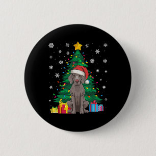 Ugly Sweater Christmas Tree Lights Weimaraner Dog  6 Cm Round Badge