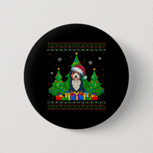 Ugly Sweater Christmas Tree Santa Hat Bernedoodle 6 Cm Round Badge