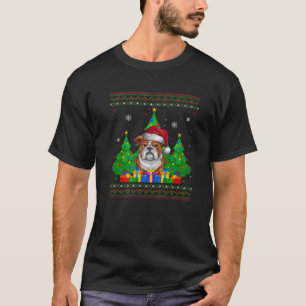 Ugly Sweater Christmas Tree Santa Hat English Bull