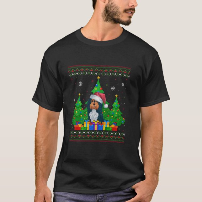 Ugly Sweater Christmas Tree Santa Hat Havanese Dog (Front)