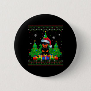 Ugly Sweater Christmas Tree Santa Hat Rottweiler D 6 Cm Round Badge