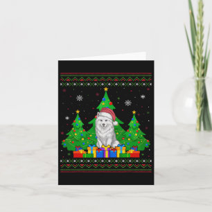 Ugly Sweater Christmas Tree Santa Hat Samoyed Dog Card