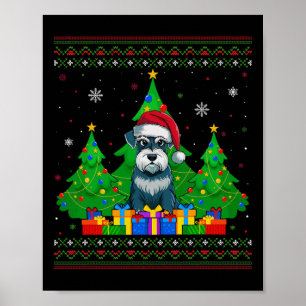 Ugly Sweater Christmas Tree Santa Hat Schnauzer Do Poster